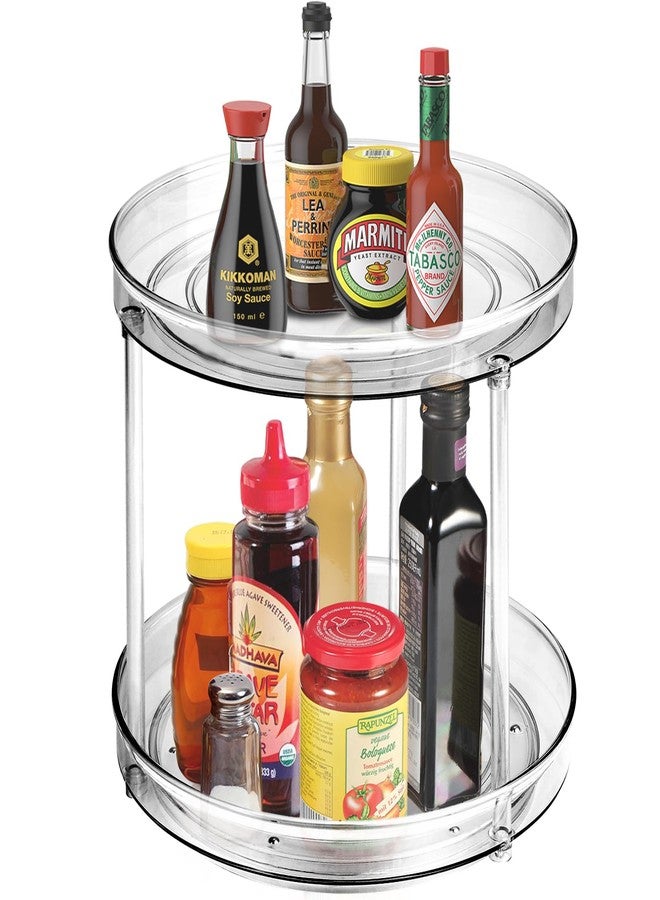 Amolliar 2 Tier 9 Inch Lazy Susan Turntable Organizer for Cabinet,Spice Rack Food Storage Container for Kitchen, Pantry, Fridge, Countertop, Vanity, Bathroom, Spinner Organizer for Spices, Condiments - Image 1